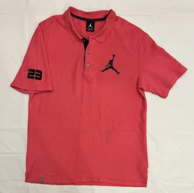 Jordan Pink Polo Shirt Men's Medium Jumpman Logo 23 1/4 Button Up Pullover Golf - Image 1 of 4