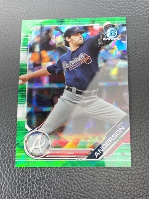 2019 Bowman Chrome Draft Sapphire Ian Anderson Green Refractor /50 Braves - Image 1 of 4