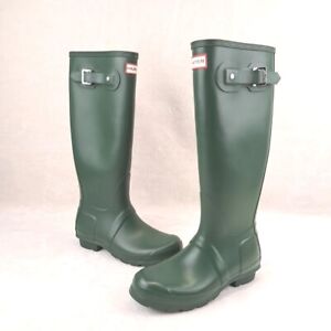 Hunter Damskie zielone matowe gumowe buty przeciwdeszczowe Oryginalne wysokie rozm. 6 WFT1000RMA
