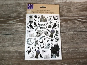 NIP SPOOKY HALLOWEEN RUB ON TRANSFERS GHOSTS, SPIDERS, SKELETONS! - Picture 1 of 7