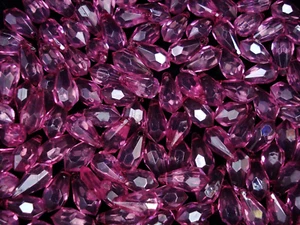 Beads Faceted Drops 16x8mm Raspberry Rose 25g Plastic DIY Crafts - Picture 1 of 2