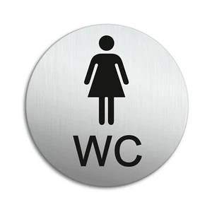 Door Sign Restroom Toilet WC Ladies Women | Ø 100mm Aluminium self-adhesive - Picture 1 of 1