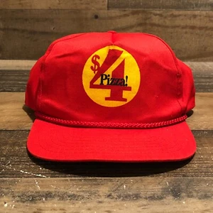 Vintage $4 Pizza Hut Snapback Kappe Herren rot gelb 90er Freizeit Streetwear-LESEN - Bild 1 von 12