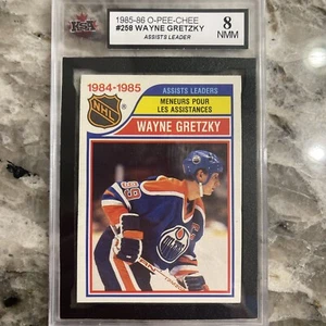1985/86 O-PEE-CHEE NHL HOCKEY CARD #258 WAYNE GRETZKY LEADER KSA 8 NM/MINT OPC - Picture 1 of 2