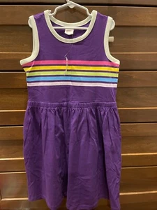 Hanna Andersson retro purple rainbow stripe tank dress size 10 140 NWT - Picture 1 of 5