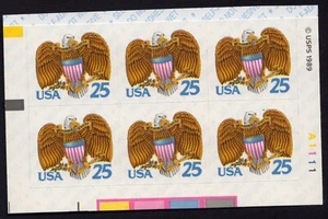 Scott #2431a Eagle & Shield Booklet Pane Plate Block of 6 Stamps - MNH Y B - Picture 1 of 1