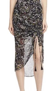 Rebecca Minkoff Skirt Size 4 Asymmetrical Floral Skirt 100% Viscose Tassels - Picture 1 of 3