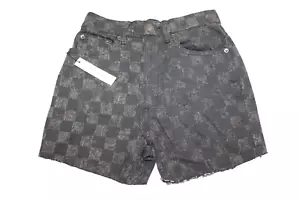 NEW Marc Jacobs High Rise Mom Grunge Denim Jean Shorts Gray Checker NWT Size 25 - Picture 1 of 5