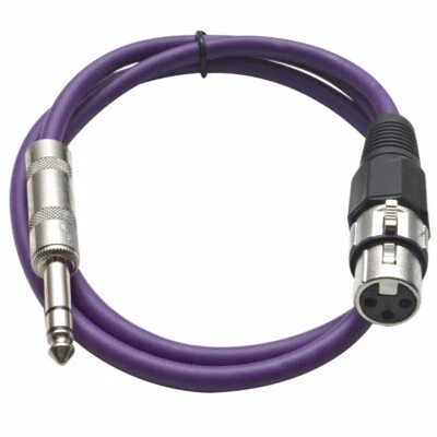 SEISMIC AUDIO Purple 1/4" TRS XLR Female 3' Patch Cable - Image 1 of 4