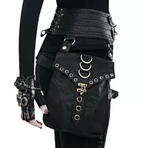 Rider Hip Belt Pack Punk Rock Holster Motorcycle Steampunk Retro Waist Leg Bags - Picture 1 of 6