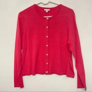 Neu mit Etikett J. Jill Cardigan Pullover Granatapfelrosa Rundhalsausschnitt rosa MP Baumwollmischung - Bild 1 von 8