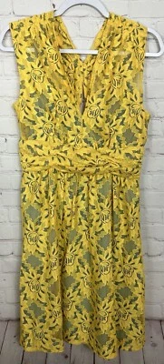 NWT Plenty TRACY REESE Anthropologie Yellow FLORAL LACE RUCHED NIKI Dress 6 - Image 1 of 4