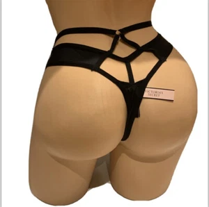 Victorias Secret Very Sexy Ring Strappy Caged Cut Out Micro Satin Thong Panty - Imagen 1 de 2