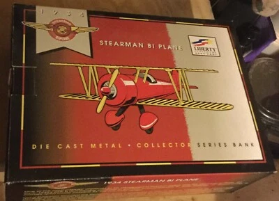 1934 STEARMAN BIPLANE DIE CAST BANK LIBERTY CLASSICS 1993 - Image 1 of 2