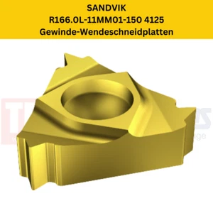 10 x SANDVIK R166.0L-11MM01-150 4125 Gewinde-Wendeschneidplatten - Picture 1 of 1