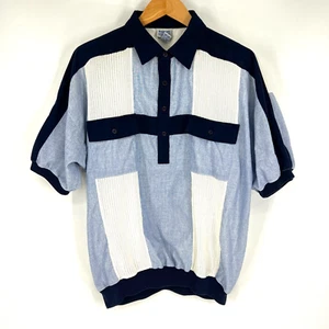 BOULEVARD CLUB BY BLOCK Herren Colorblock Polo Gr. XL Navy Weiß Vintage - Bild 1 von 11