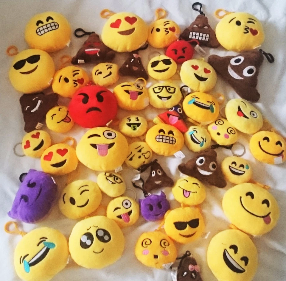 Emoji Face with Tears of Joy Yellow 4.5" Plush Keychain Emoticon Key Chain