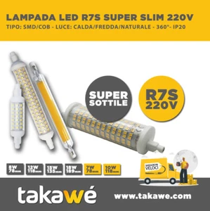 LAMPADA LED BAIONETTA R7S 8W/12W/15W/18W DIMMERABILE CALDA/FREDDA/NAT 78mm 118mm - Foto 1 di 1