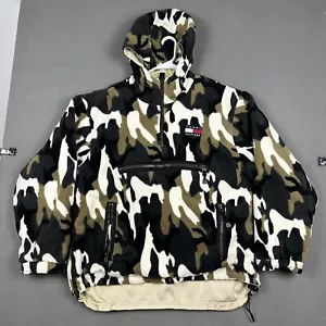 Vintage Tommy Hilfiger Jacket Mens Large Camo Reversible Anorak Fleece Heavy GUC - Picture 1 of 23
