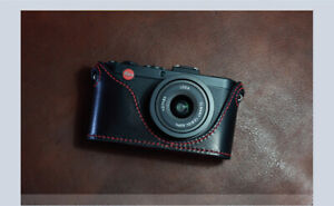Funper Leica X1 X2 Camera Leather Half Case Handmade Black Protective Cover New