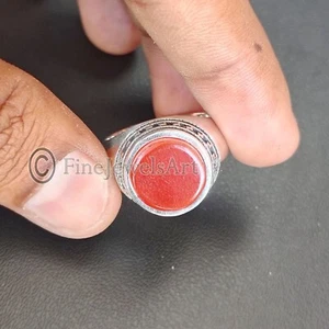 Red Onyx Stone 925 Sterling Silver Ottoman Handmade Turkish Men's Rings M336 - Picture 1 of 5
