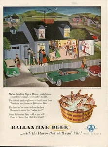 1953 Beer Ballantine Brewery Vintage Print Ad 50s  Home Party Iced Barrel Pretze - Picture 1 of 9