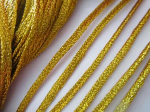 50 METER Flat cord gold 4mm elegant border lace Kordel Dentelle - Picture 1 of 3