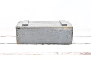 Vintage Blue/Gray Wood Box Carpenters Box Wood Tool Box Divided Wood Box - Picture 1 of 11