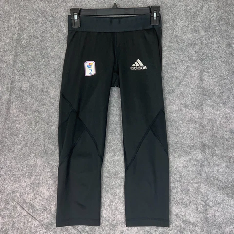 Kansas Jayhawks Womens Pants Small Adidas Black White Compression NCAA Leggings Cover