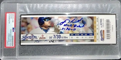 JD MARTINEZ SIGNED MLB DEBUT FULL TICKET "MLB DEBUT 7-30-11" INSC PSA 85104095 - Image 1 of 4