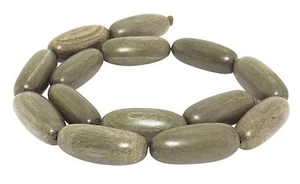 😏 Indisches Silbergrauholz große Oliven ca. 30x12 mm Holzperlen Strang beads 😉 - Picture 1 of 3