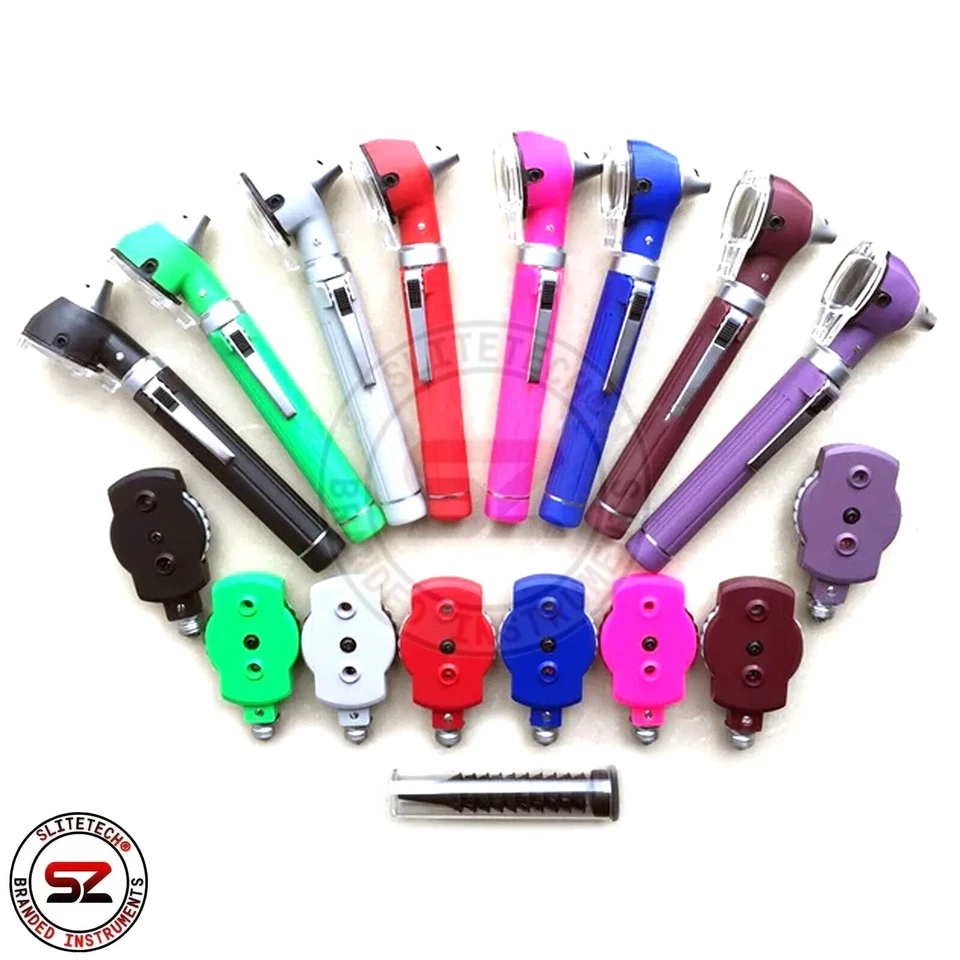 SLITETECH® Mini Otoskop Set Ohrenleuchte Tiermedizin Ohrenarzt mit Kaltlicht 10 Farben HNO