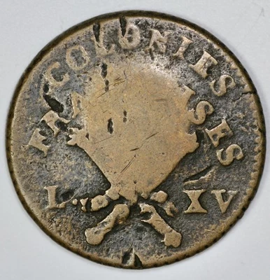 1767 French Colonies Copper Sou RF Counterstamp - Image 1 of 3