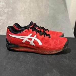 Asics Gel Resolution 8 Clay Tennis Shoes Mens Size 12 Red White Black 1041A076 - Picture 1 of 10