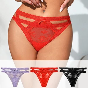 3er Pack Set Sexy Damen Spitzen Höschen Slips Unterwäsche Damen Sissy Dessous Tanga - Bild 1 von 13