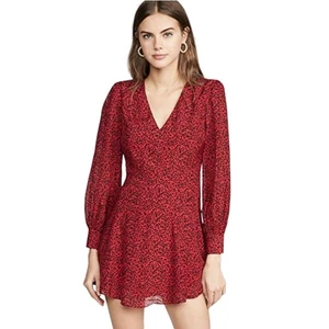Alice + Olivia Polly rot Leopardenmuster Langarm Fit & Flare Kleid Größe 4 - Bild 1 von 14