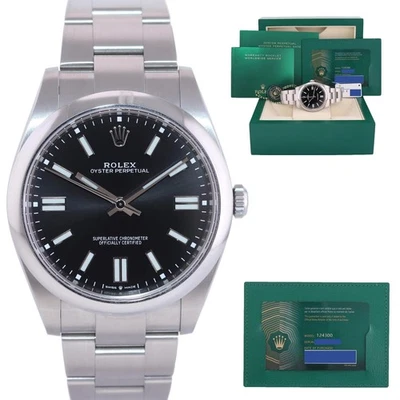 Rolex 124300 Oyster Perpetual 2020 papeles nuevos acero 41 mm caja de reloj negra Foto 1 de 4