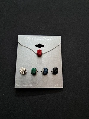 Fine Silver Plated Multicolored Crystal Stone Beaded Interchangeable Necklace - Image 1 of 4