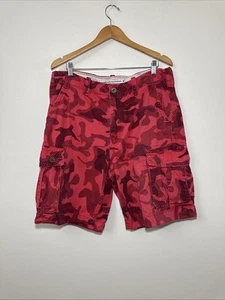 American Eagle Shorts Mens 36 Red Camo Cargo Y2K Skate Hip Hop Loose Camouflage - Picture 1 of 9