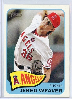 Topps Heritage 140 Jered Weaver SP 2014 variación de imagen de acción Foto 1 de 2