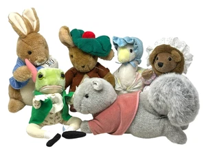 EDEN Peter Rabbit Lot 6 Plush Squirrel Frog Duck Hedgehog Beatrix Potter Vintage - Picture 1 of 19
