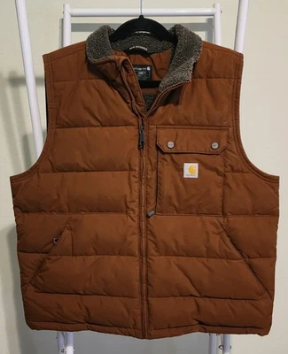 Carhartt 背心男式 Lg 红鸭蒙大拿州宽松版型夏尔巴内衬绝缘 OV5475-M — 第 1/4 张图片