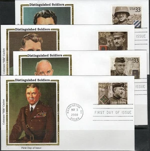 US Scott #3393-96 First Day Covers, "Distinguished Soldiers", Unaddressed - Picture 1 of 1
