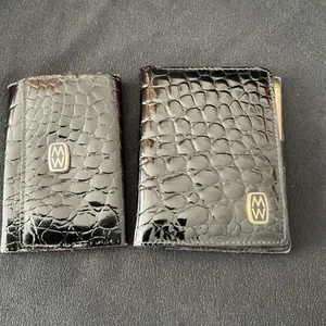 Cartera para tarjetas de cuero de cocodrilo negra MAPPIN & WEBB de colección con libreta de direcciones y llaves - Imagen 1 de 7