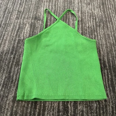 Camiseta sin mangas H&M dividida para mujer XS verde corta halter verano playa sin mangas tejida Foto 1 de 4