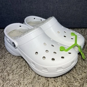 Crocs Classic Platform Lined Clogs Women's Size 7 White 207938-100 NEW - Picture 1 of 8