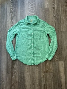 Lilly Pulitzer Sea View Linen Green Button Down Shirt Women’s XS Beach Preppy - Picture 1 of 7
