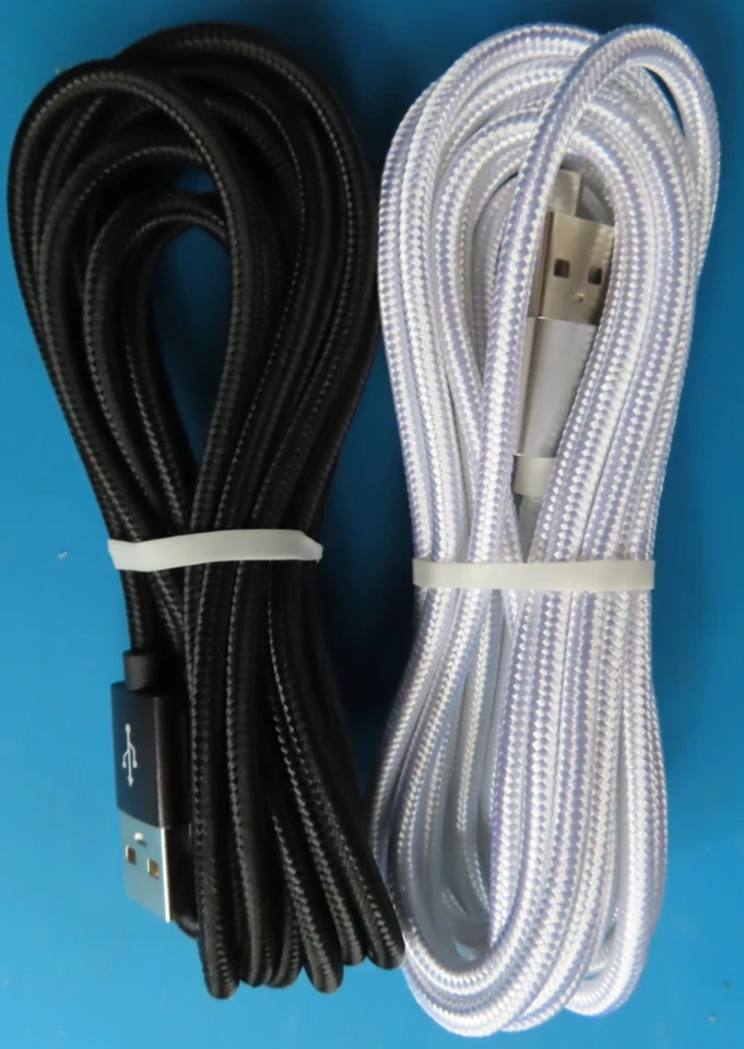 10ft USB-C Fast Charging Cable 2-Pack – Braided – White + Black – Buy 1 Get 1 - Image 1 of 1