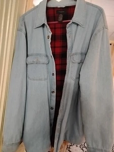Vintage Covington Denim Flannel Lined Shirt Jacket Men's Size Large - Picture 1 of 5