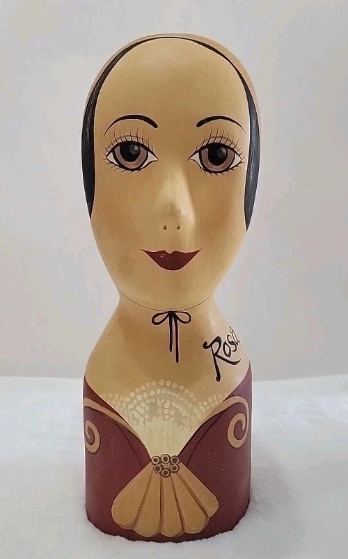Expositor porta sombrero de cerámica busto cabeza "rosa" sombrerería vintage raro  Foto 1 de 4